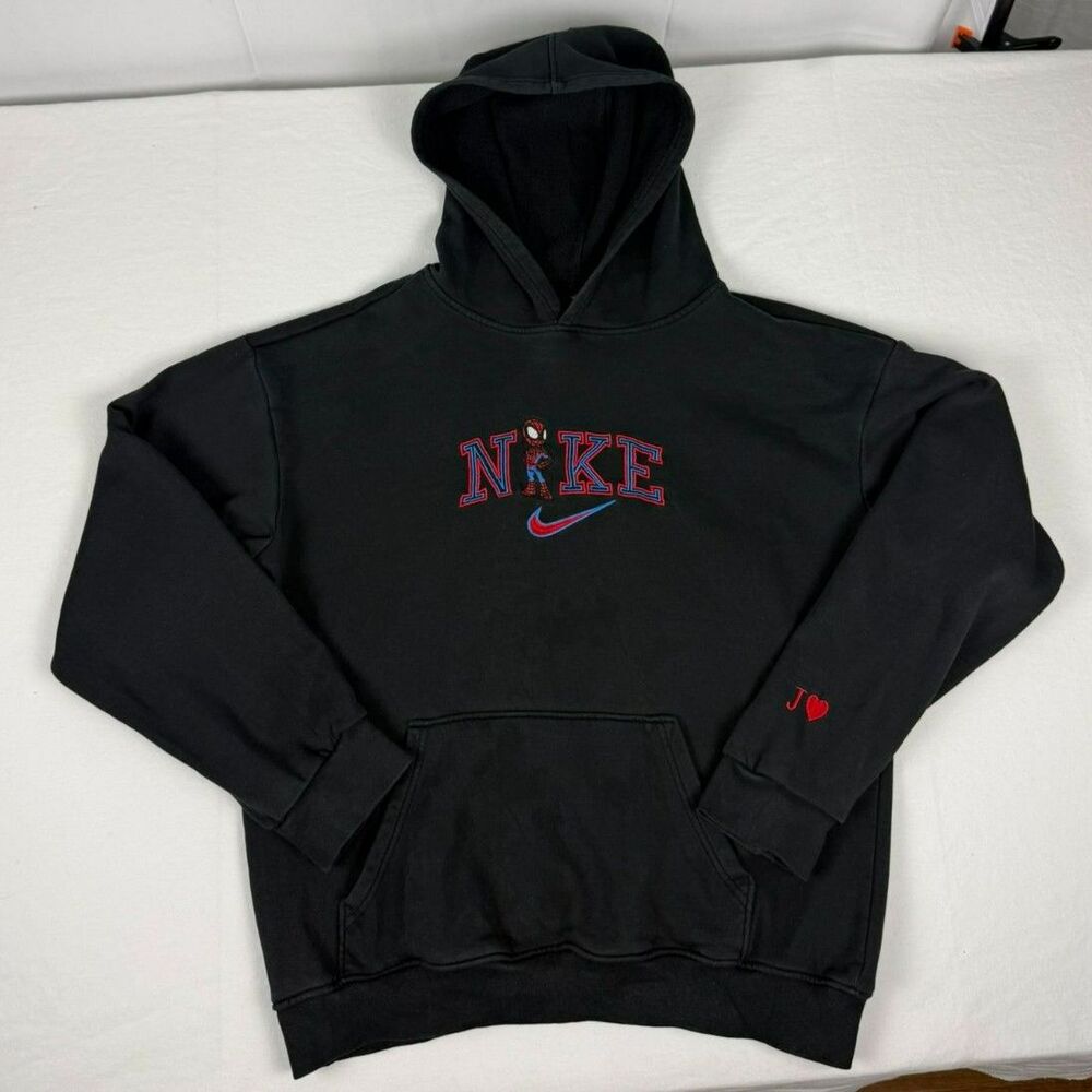 Nike Spider-Man Custom Embroidered Black Hoodie - S/M